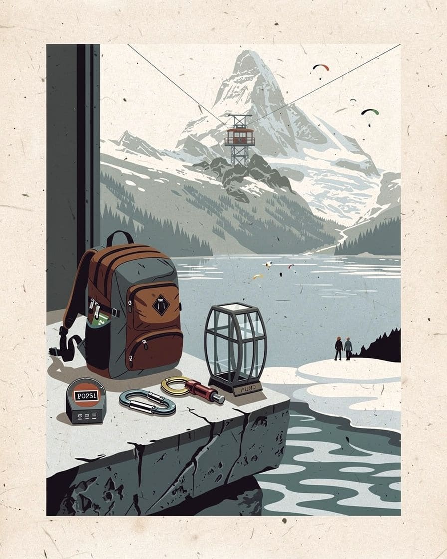 Illustration&nbsp;: Gare de départ du Skyway Monte Bianco au-dessus de Courmayeur, cabine vitrée qui s'élève vers les glaciers du versant italien