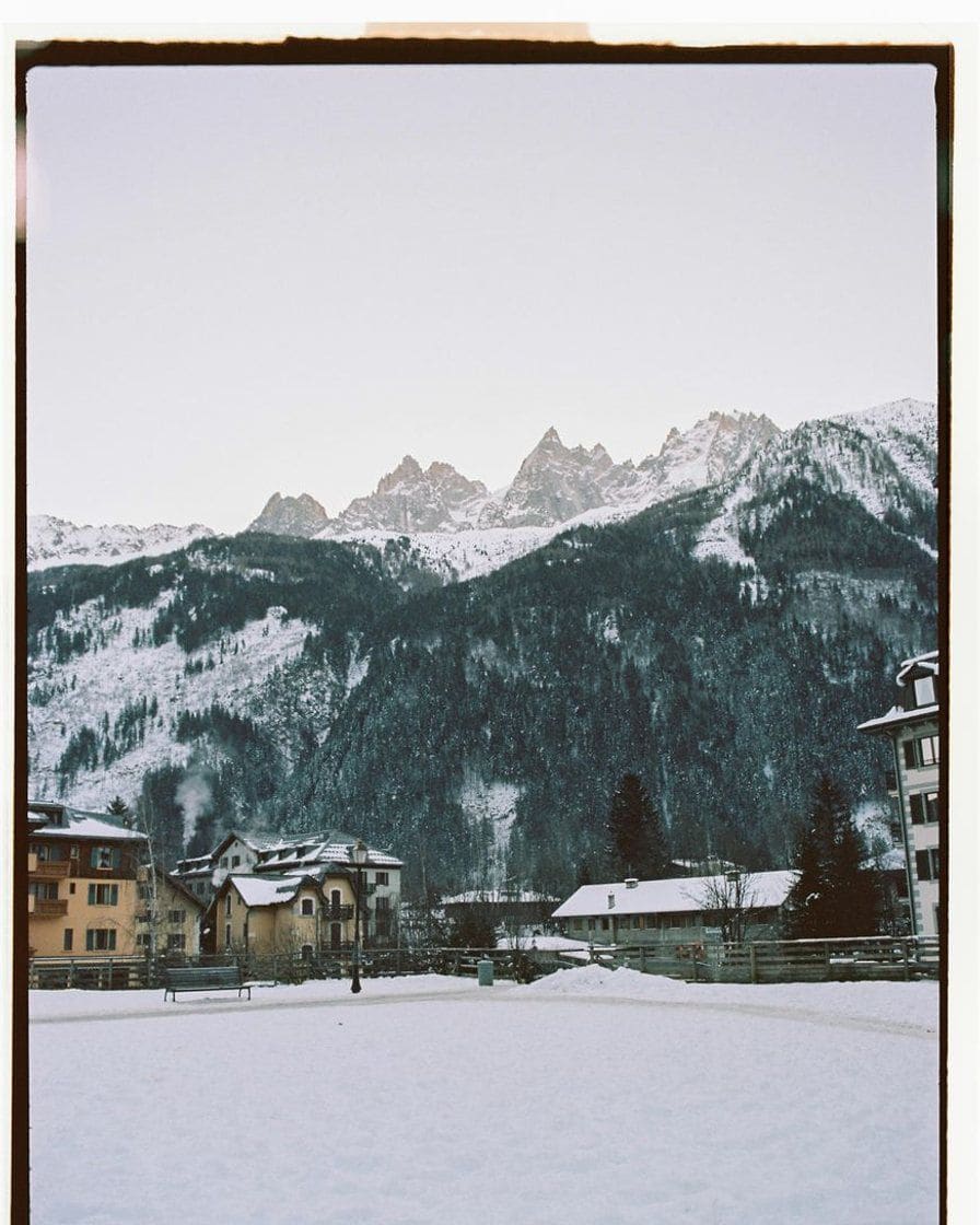 The Montenvers site under snow in winter, above the Mer de Glace