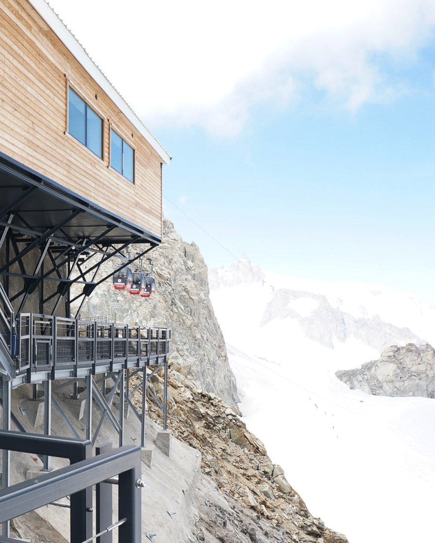 The Pointe Helbronner station of the Skyway Monte Bianco, at 3,466 metres